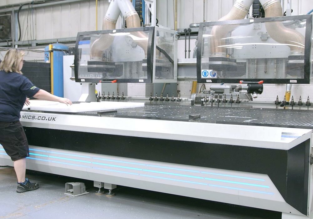 CNC routers CNC routers cutting foam in a factory