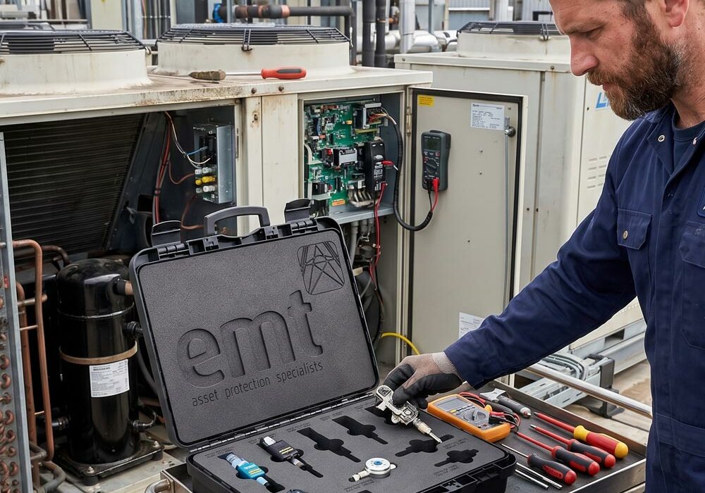 Microlen case inserts An engineer removing tools from a Microlen case insert