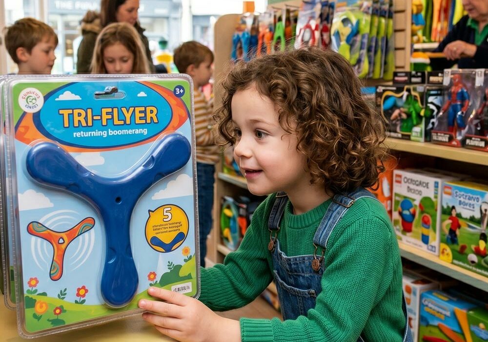 A child looking at custom moulded foam products in a toy shop