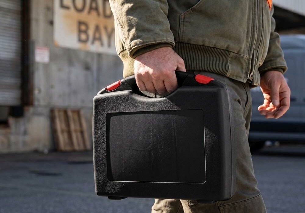 A person carrying an ErgoLine carry case
