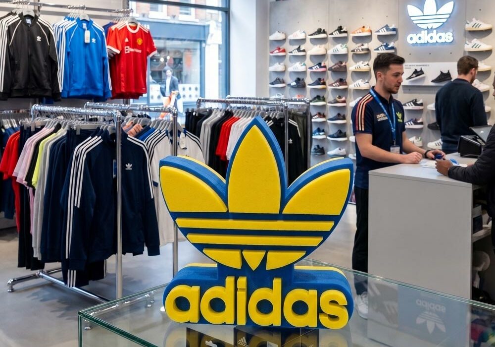 A foam logo in a retail store